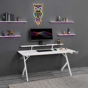Adore Ryze Castle Karbon Fiber RGB Oyuncu Masası Beyaz