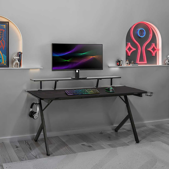 Adore Ryze Castle Karbon Fiber RGB Oyuncu Masası - Siyah