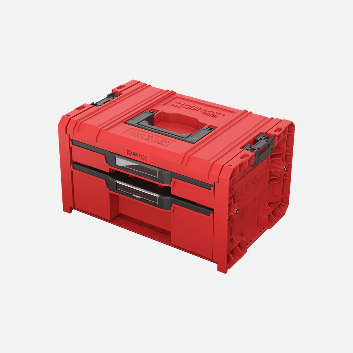    Qbrick System PRO Drawer 2 Toolbox 2.0 Expert RED Ultra HD 2 Çekmeceli Takım Çantası, Metal Raylı, Kırmızı 