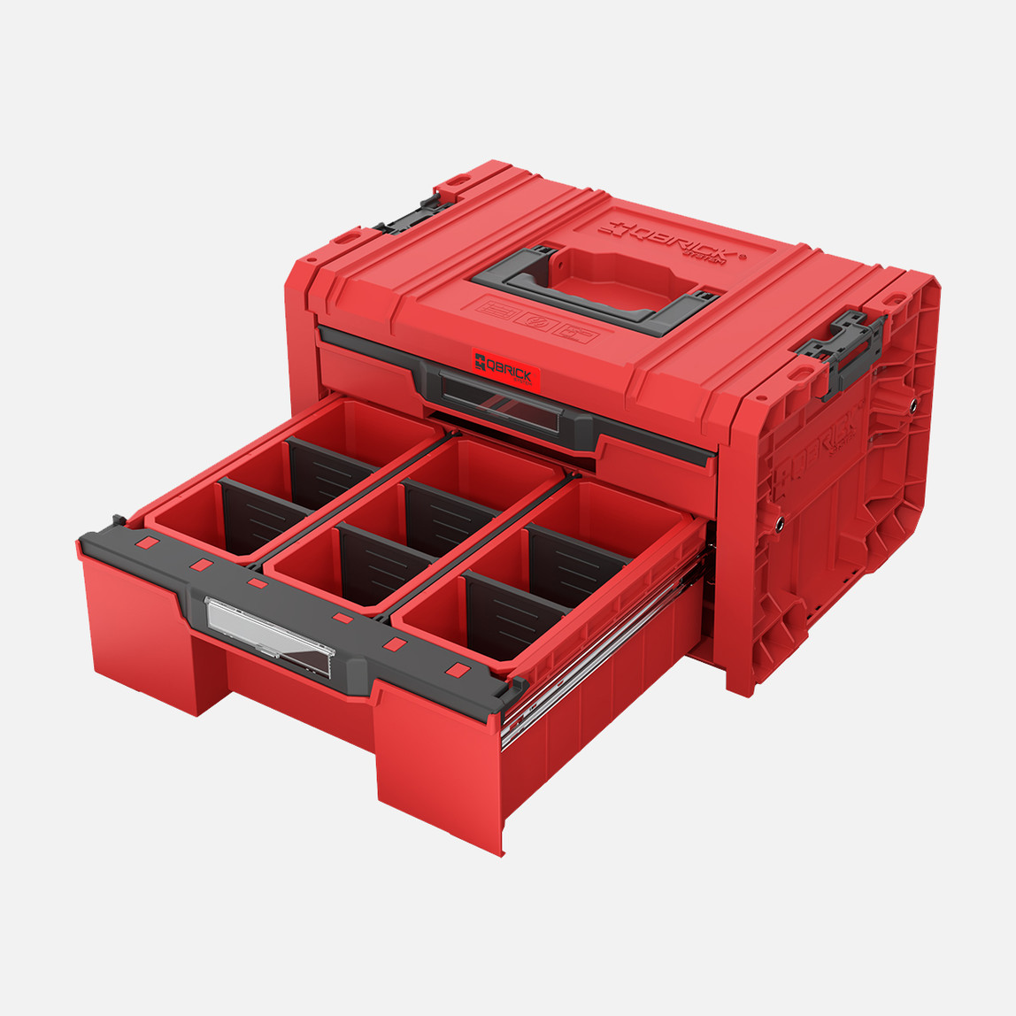    Qbrick System PRO Drawer 2 Toolbox 2.0 Expert RED Ultra HD 2 Çekmeceli Takım Çantası, Metal Raylı, Kırmızı 