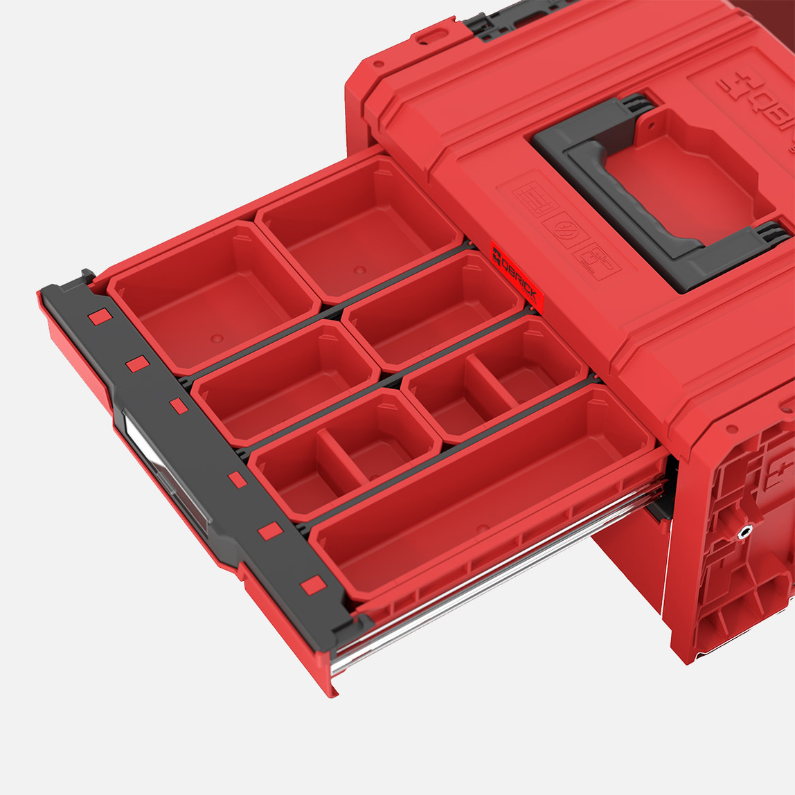    Qbrick System PRO Drawer 2 Toolbox 2.0 Expert RED Ultra HD 2 Çekmeceli Takım Çantası, Metal Raylı, Kırmızı 