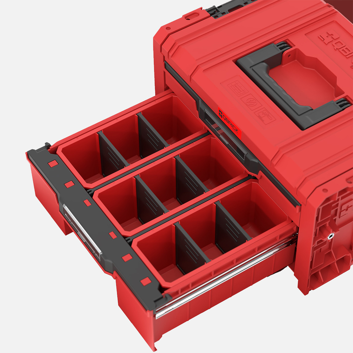   Qbrick System PRO Drawer 2 Toolbox 2.0 Expert RED Ultra HD 2 Çekmeceli Takım Çantası, Metal Raylı, Kırmızı 