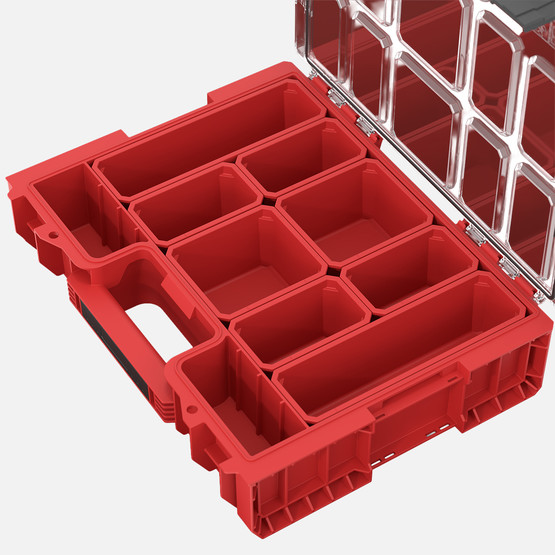 Qbrick System PRO Organizer 300 RED Ultra HD 9 L Derin Organizer, 8 Kovalı, Kırmızı