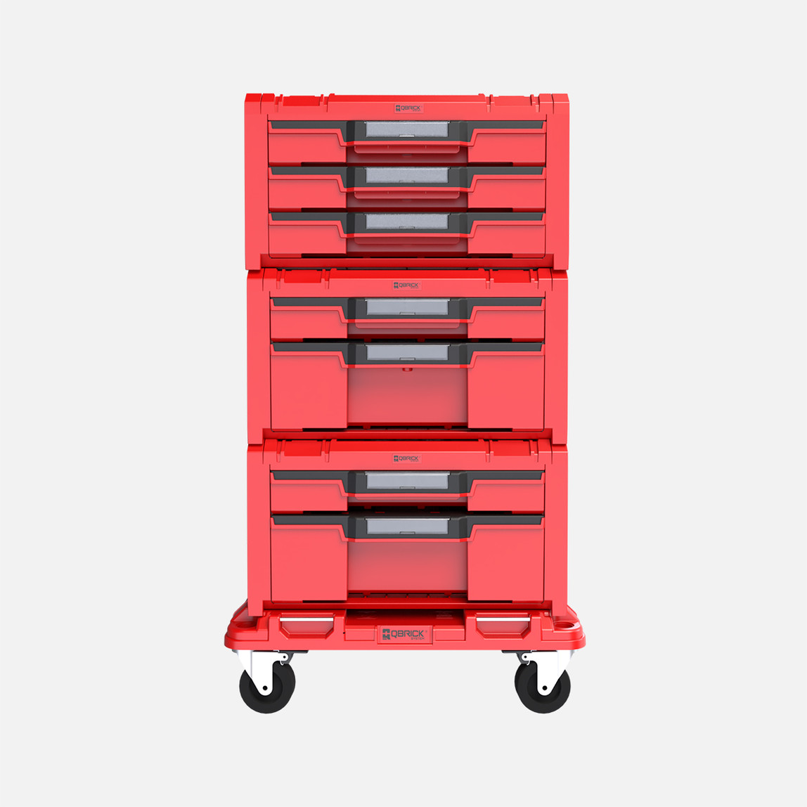    Qbrick System PRO Drawer Workshop Set 3 2.0 RED Ultra HD 7 Çekmeceli Mobil Atölye Seti, Kırmızı 