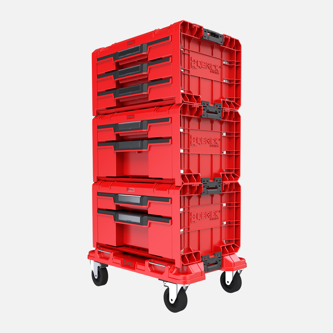    Qbrick System PRO Drawer Workshop Set 3 2.0 RED Ultra HD 7 Çekmeceli Mobil Atölye Seti, Kırmızı 