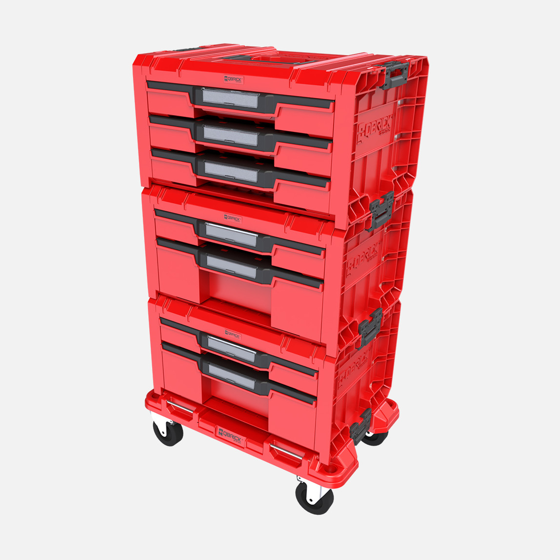    Qbrick System PRO Drawer Workshop Set 3 2.0 RED Ultra HD 7 Çekmeceli Mobil Atölye Seti, Kırmızı 