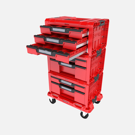 Qbrick System PRO Drawer Workshop Set 3 2.0 RED Ultra HD 7 Çekmeceli Mobil Atölye Seti, Kırmızı