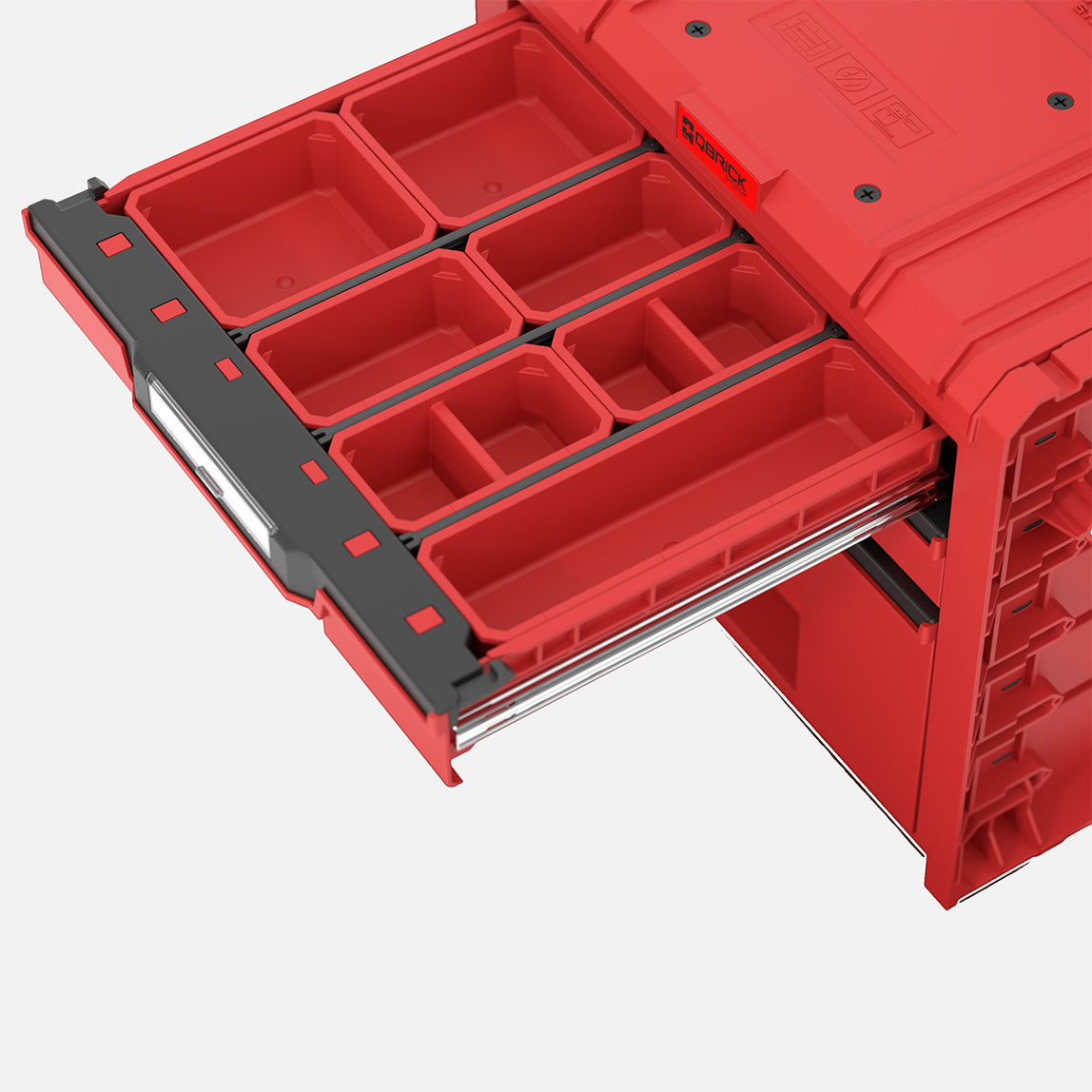    Qbrick System PRO Cart 2.0 Plus Drawer 3 RED Ultra HD 3 Çekmeceli Tekerlekli Takım Çantası, Kırmızı 