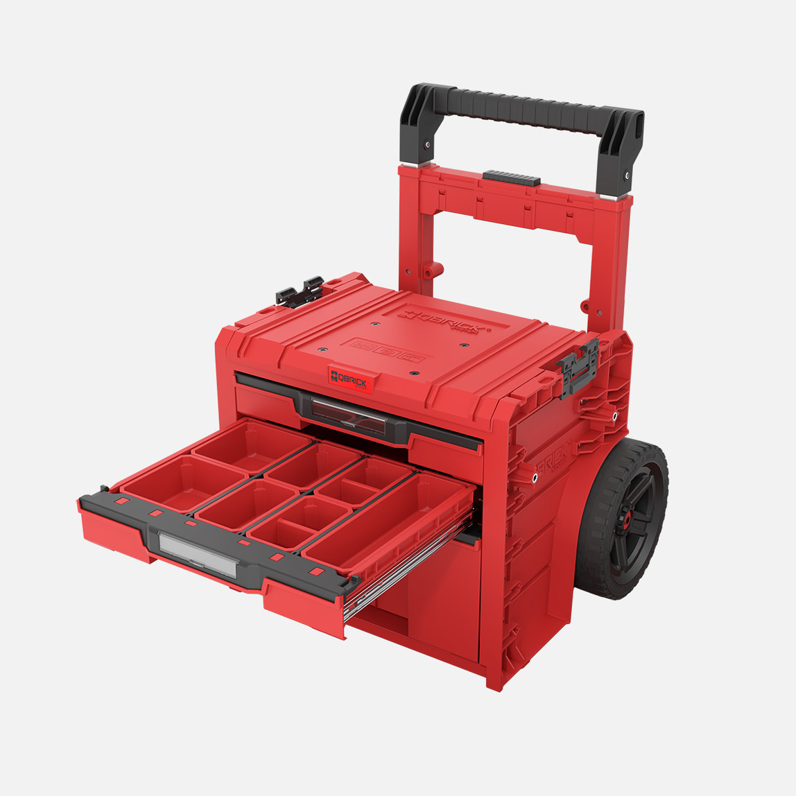    Qbrick System PRO Cart 2.0 Plus Drawer 3 RED Ultra HD 3 Çekmeceli Tekerlekli Takım Çantası, Kırmızı 