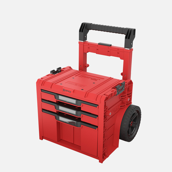 Qbrick System PRO Cart 2.0 Plus Drawer 3 RED Ultra HD 3 Çekmeceli Tekerlekli Takım Çantası, Kırmızı