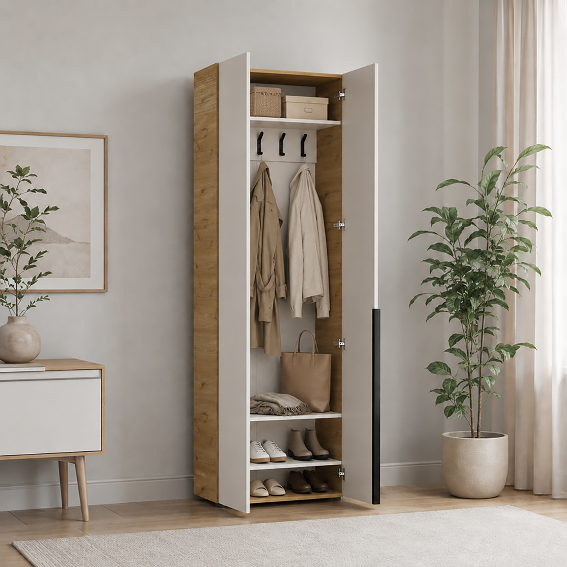    Adore Porto 3 Bölmeli 5 Askılı Vestiyer Florida Meşe-Vizon 