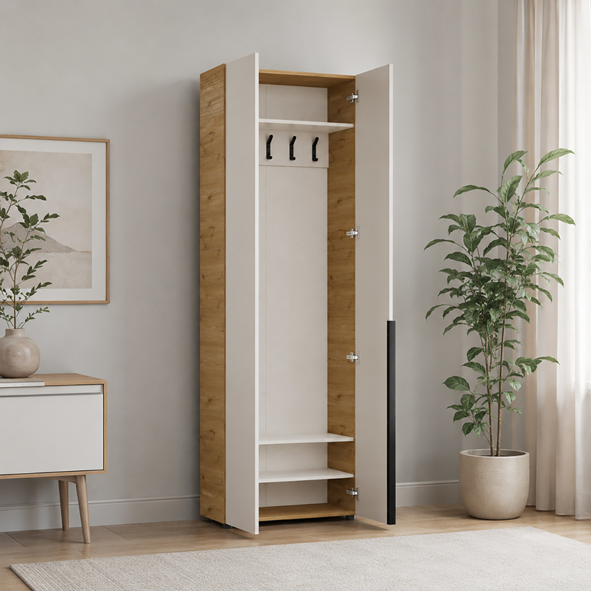    Adore Porto 3 Bölmeli 5 Askılı Vestiyer Florida Meşe-Vizon 