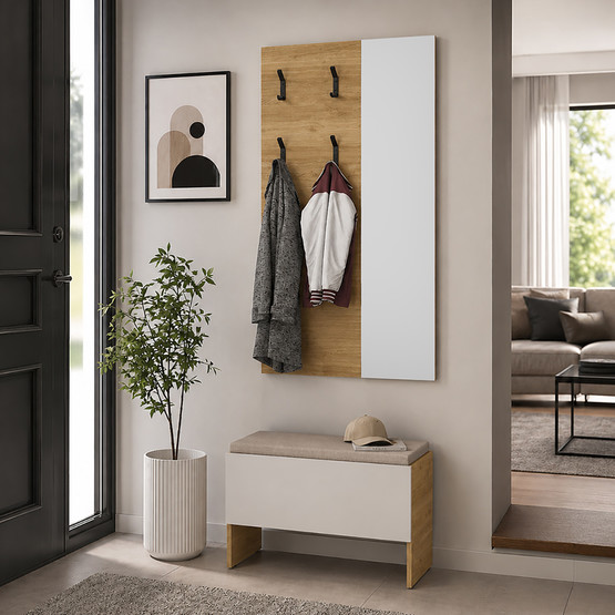 Adore Porto 4 Askılı Aynalı Vestiyer Panosu Florida Meşe