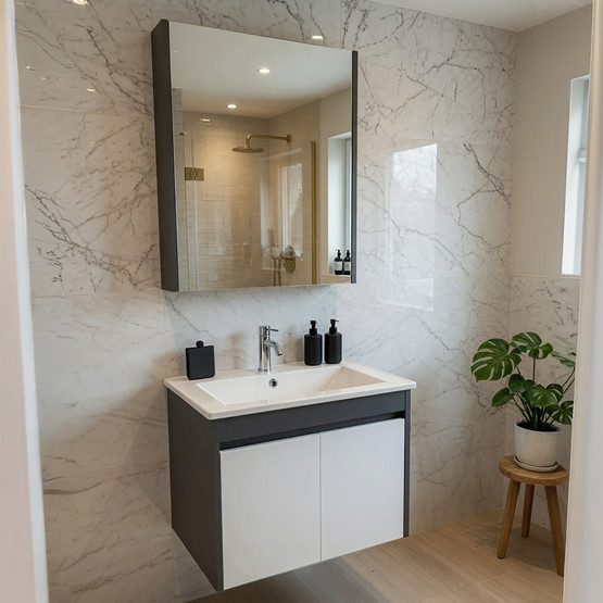 Basic MDF Aynalı 65 cm Takım Banyo Dolabı