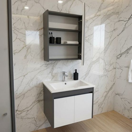 Basic MDF Aynalı 65 cm Takım Banyo Dolabı