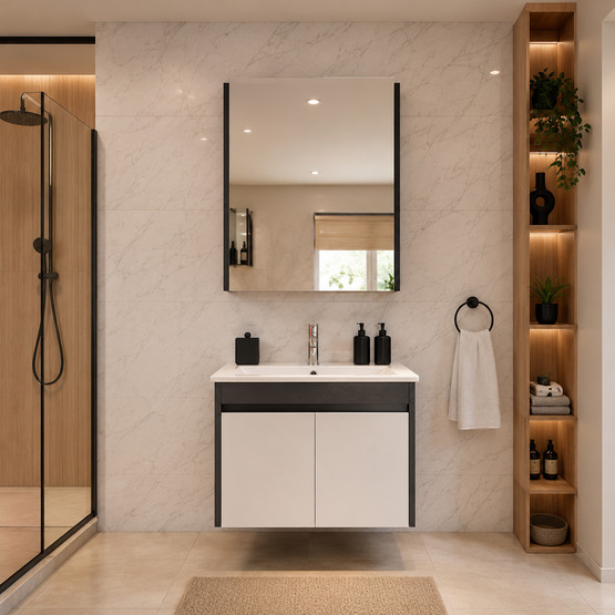 Basic MDF Aynalı 65 cm Takım Banyo Dolabı