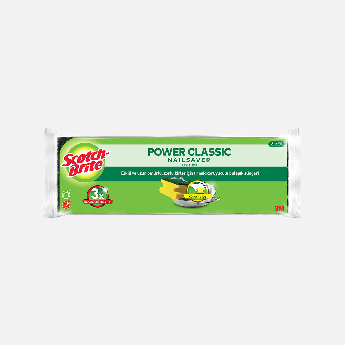    Scotch Brite Yeşil Oluklu Klasik Sünger 4'lü 