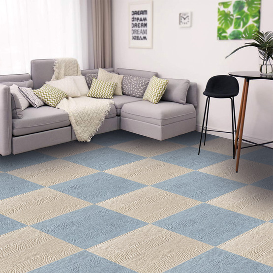 Tink Kendinden Yapışkanlı Keçe Kare Halı Kıvırcık Desen Gri 48x48 cm