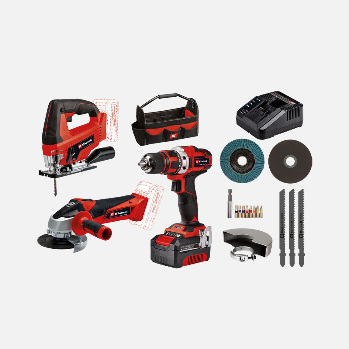    Einhell Expert TE-TK 18/3 Li Kit (JS+CD+AG) 1x4 Ah Akülü Makine Seti 
