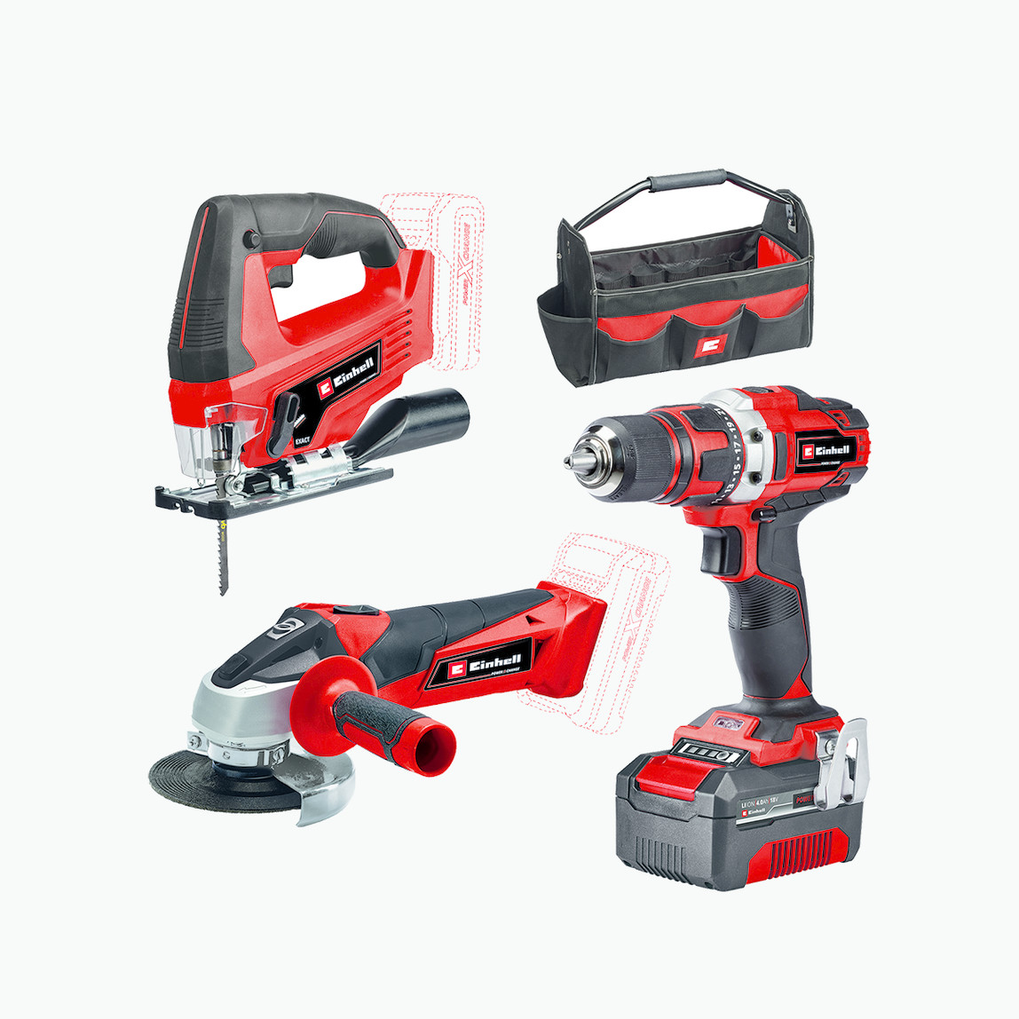    Einhell Expert TE-TK 18/3 Li Kit (JS+CD+AG) 1x4 Ah Akülü Makine Seti 
