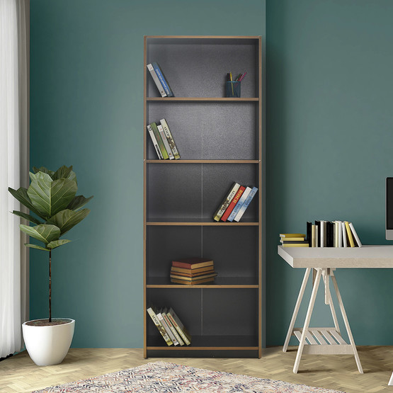 Adore Modern 5 Raflı Kitaplık Antrasit-Kontra