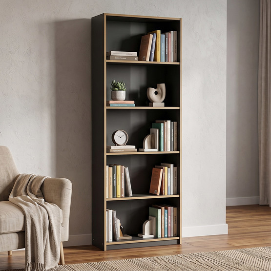 Adore Modern 5 Raflı Kitaplık Antrasit-Kontra