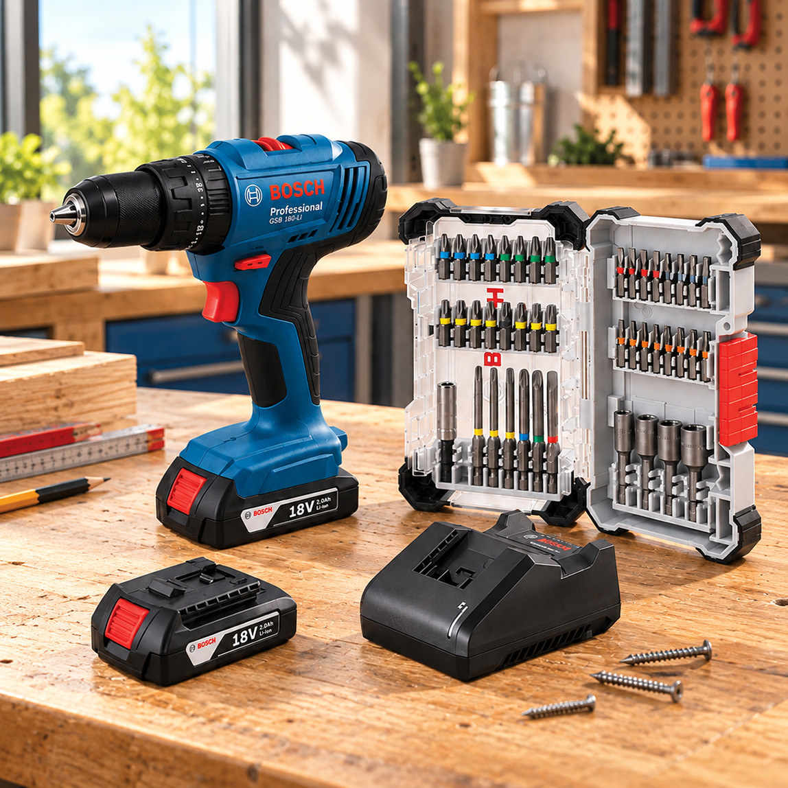    Bosch GSB183-LI 2.0 Ah 43 Parça Uç Setli Profesyonel Çift Akülü Vidalama
 