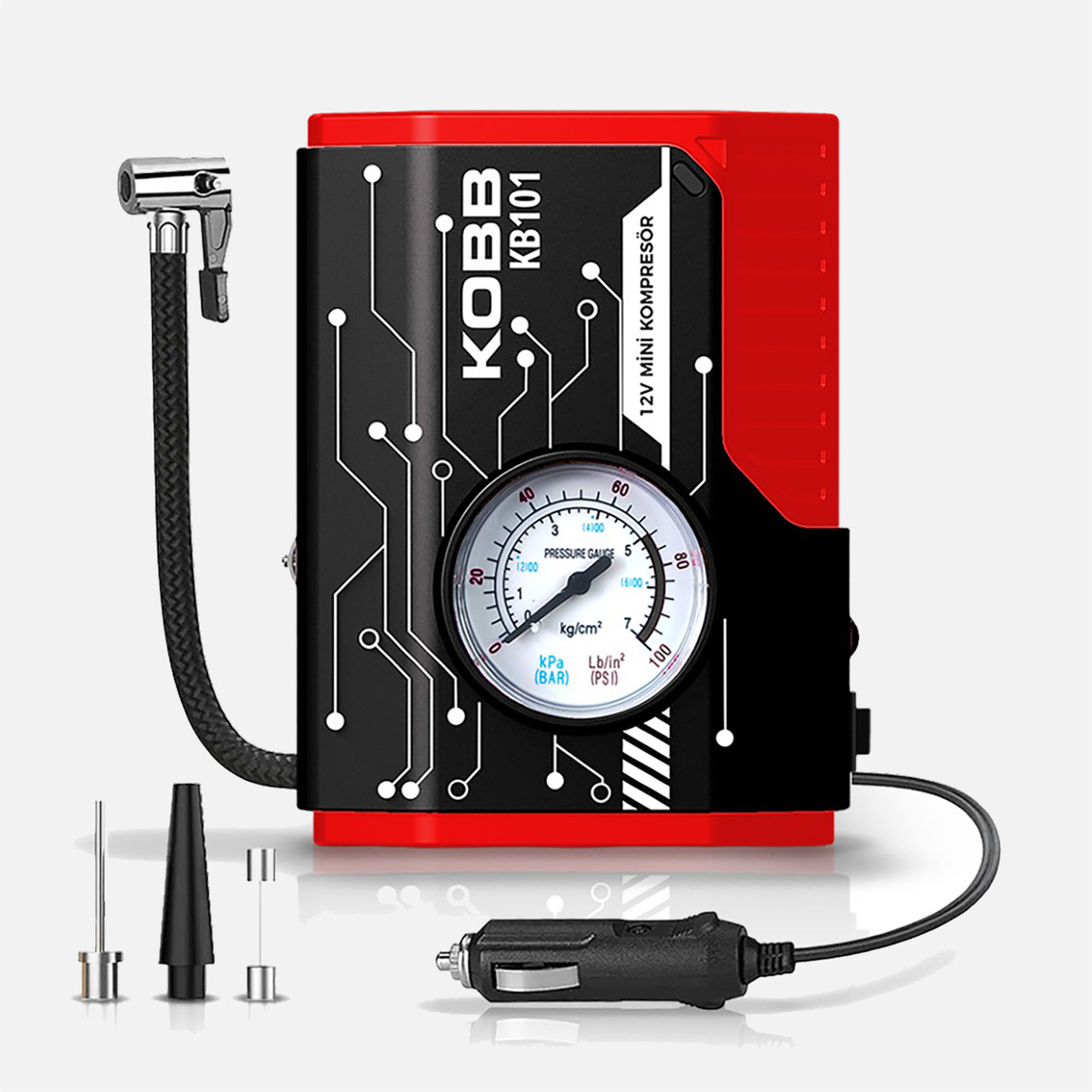    KOBB KB101 12Volt 100 PSI Analog Göstergeli Hava Lastik Şişirme Pompası 