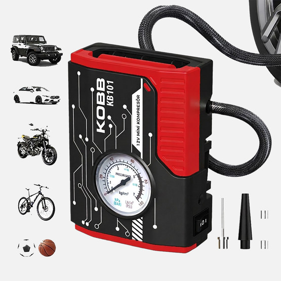 KOBB KB101 12Volt 100 PSI Analog Göstergeli Hava Lastik Şişirme Pompası