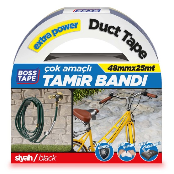 Boss Tape Siyah Duck Tape Tamir Bandı 