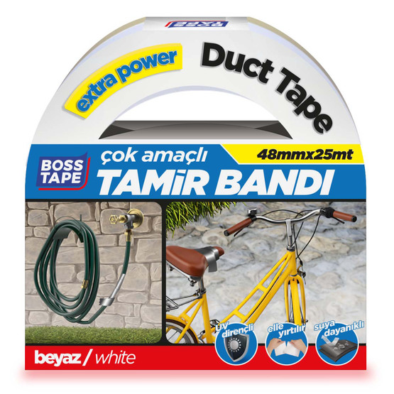 Boss Tape Beyaz Duck Tape Tamir Bandı 