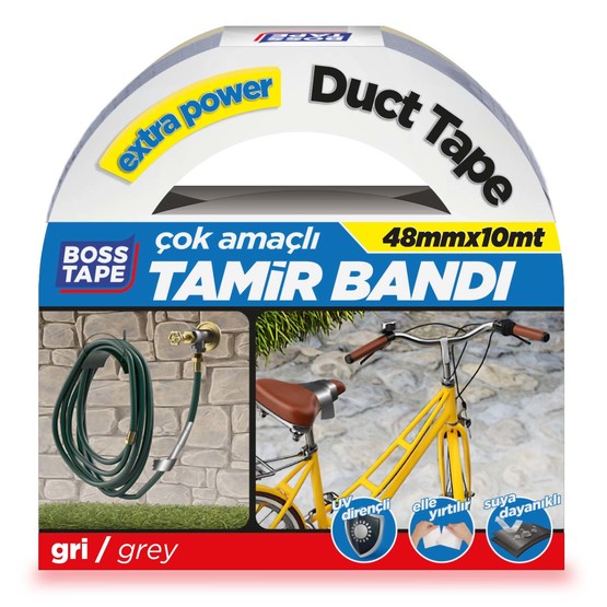 Boss Tape Gri Duck Tape Tamir Bandı 48 mm x 10 m